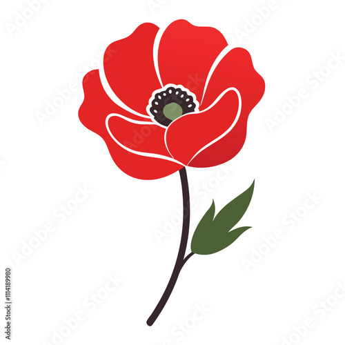 Poppy Flower Icon Vector Illustration