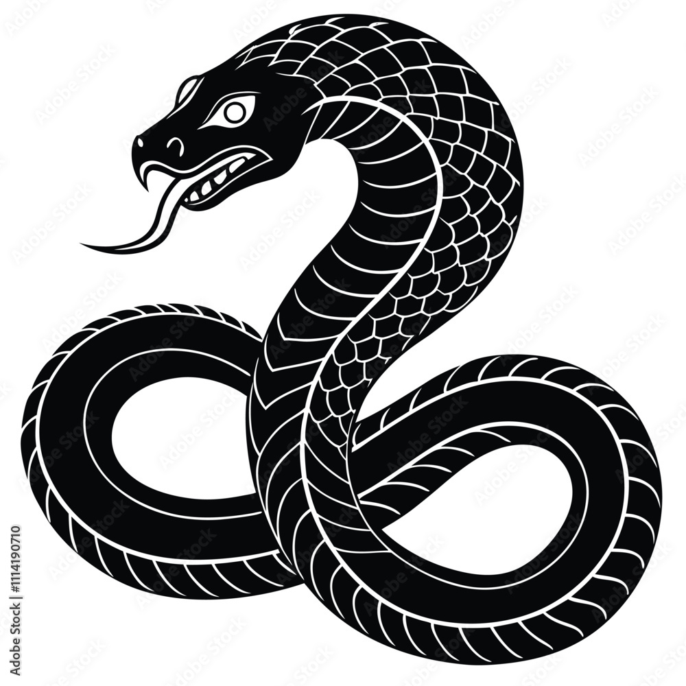 Fototapeta premium Black Snake Logo Icon Design Vector Illustration