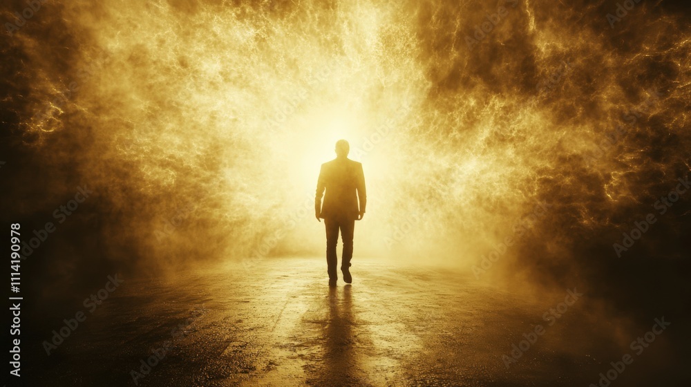 Obraz premium Metaphorical Image Of A Man Shedding Layers Of Dark