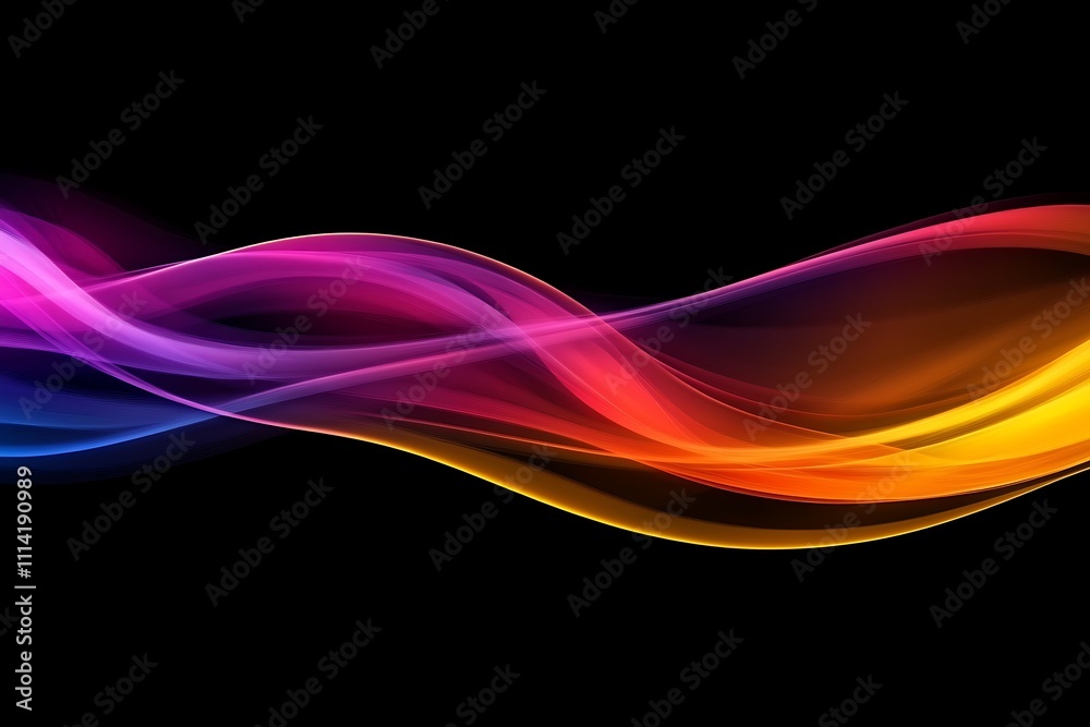 Fototapeta premium Abstract colorful wave design on black background. (1)