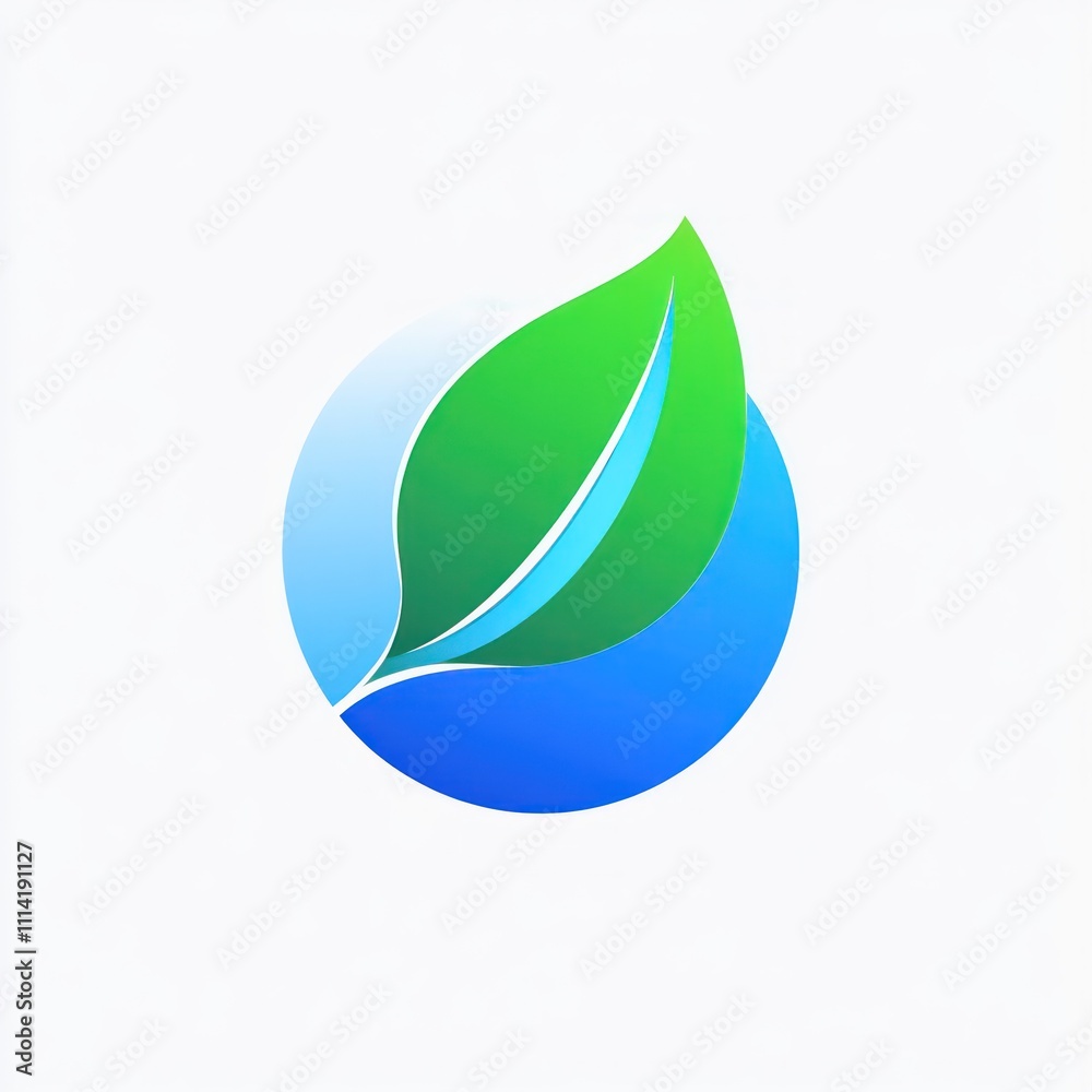 Green leaf in blue circle; nature, eco, growth icon. Green leaf in blue circle; nature, eco, growth icon.