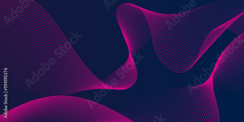 Pink lines on a dark blue background, abstract wave patterns, smooth flowing curves, curved lines forming gentle waves, minimalist abstract style