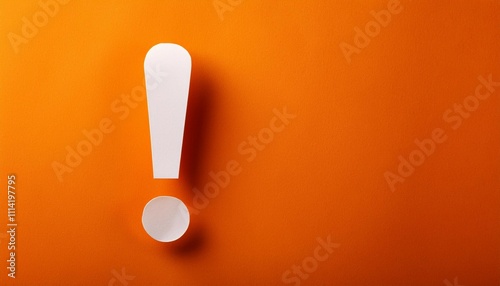 paper cut out exclamation mark over orange background idea solution or communication business concept background with copy space