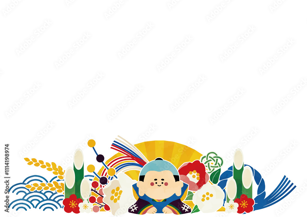 かわいいお正月のイラストフレーム