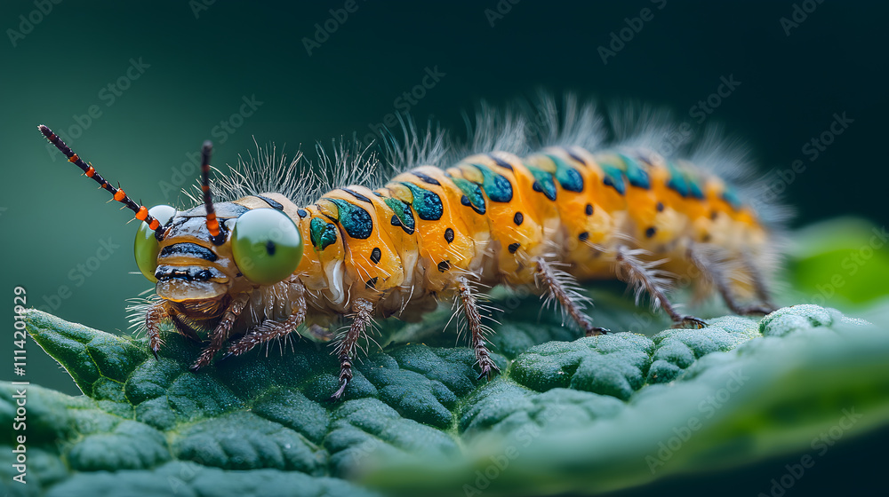 Vibrant Caterpillar on Leaf AI generated Vibrant Caterpillar on Leaf AI generated