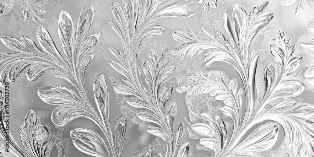 Frost crystals on glass intricate patterns in icy white Frost crystals on glass intricate patterns in icy white
