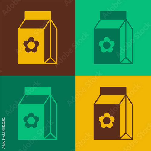 Pop art Pack full of seeds of a specific plant icon isolated on color background. Vector