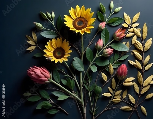 Mexican folk art style vector mandala floral pattern nature composition in circle inspired by tradition