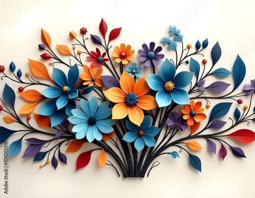 Mexican folk art style vector mandala floral pattern nature composition in circle inspired by tradition