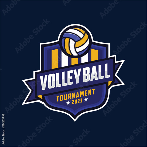 volleyball sport emblem logo vector edit text with blank background