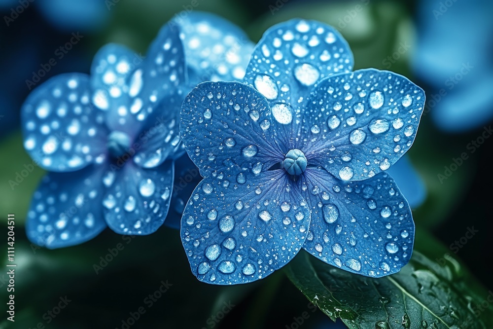 Blue Hydrangea with Dew-Covered Petals
Blue Hydrangea with Dew-Covered Petals