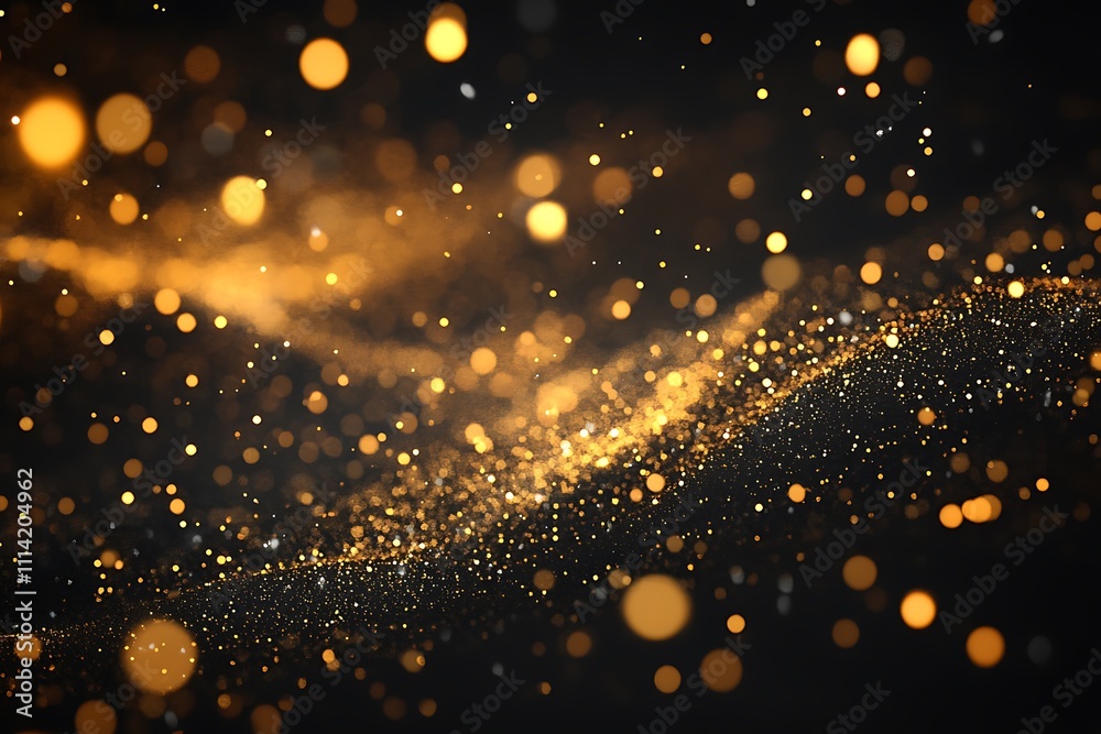 Abstract gold glitter particles on black background. Abstract gold glitter particles on black background.