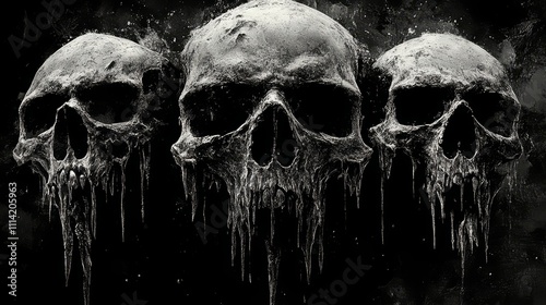 Unreadable death metal band logo wallpaper. White foreground, black background