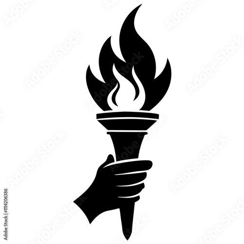 Hand-holding torch logo icon vector template illustration	
