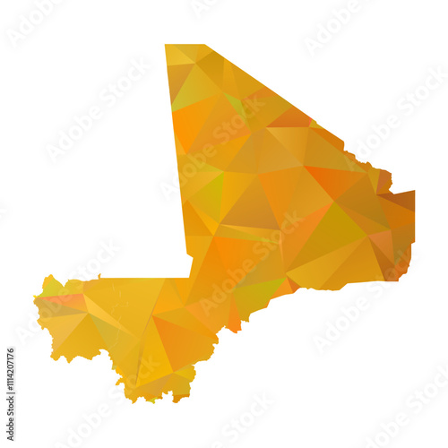 Map of Mali - Gold Geometric Rumpled Triangular , Polygonal Design For Your. Vector illustration eps 10.	
