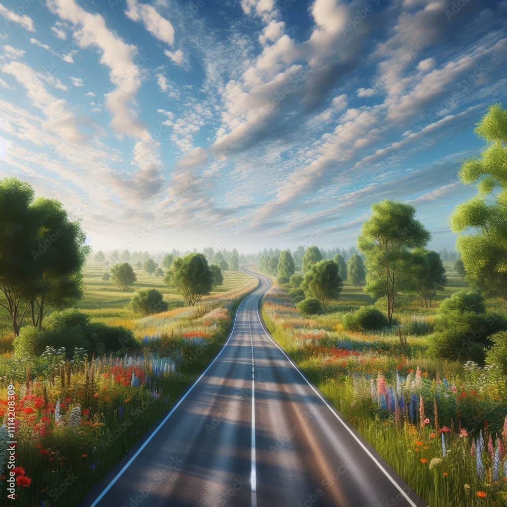 Fototapeta premium photorealistic road going into the horizon 