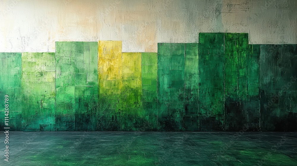 Abstract Green Landscape with Textured Paint for Background Use