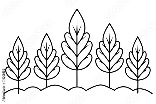 Simple Forest Flourish Line Art Vector could be rewritten as
