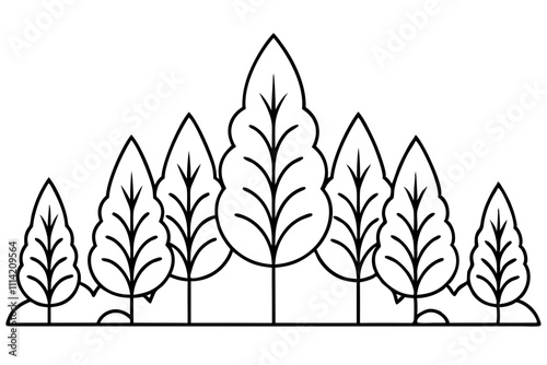 Simple Forest Flourish Line Art Vector could be rewritten as