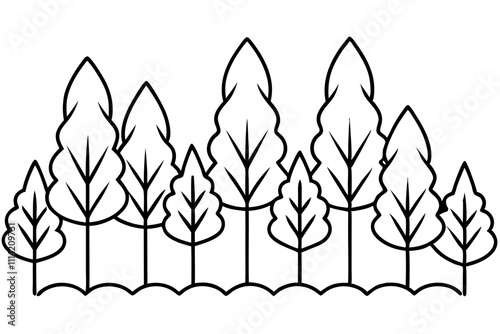 Simple Forest Flourish Line Art Vector could be rewritten as