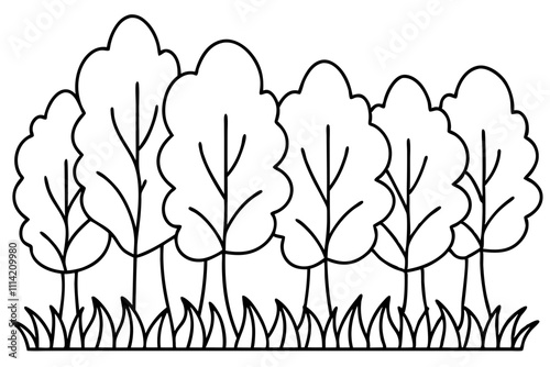 Simple Forest Flourish Line Art Vector could be rewritten as