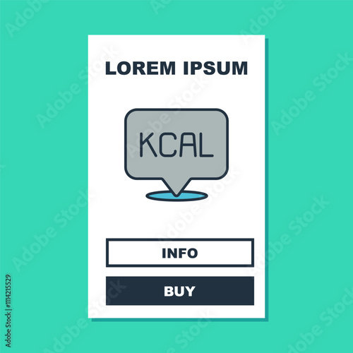 Filled outline Kcal icon isolated on isolated on turquoise background. Health food. Vector