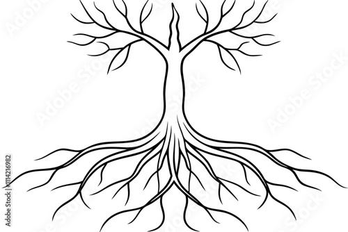 Simple Roots of Nature Line Art Vector