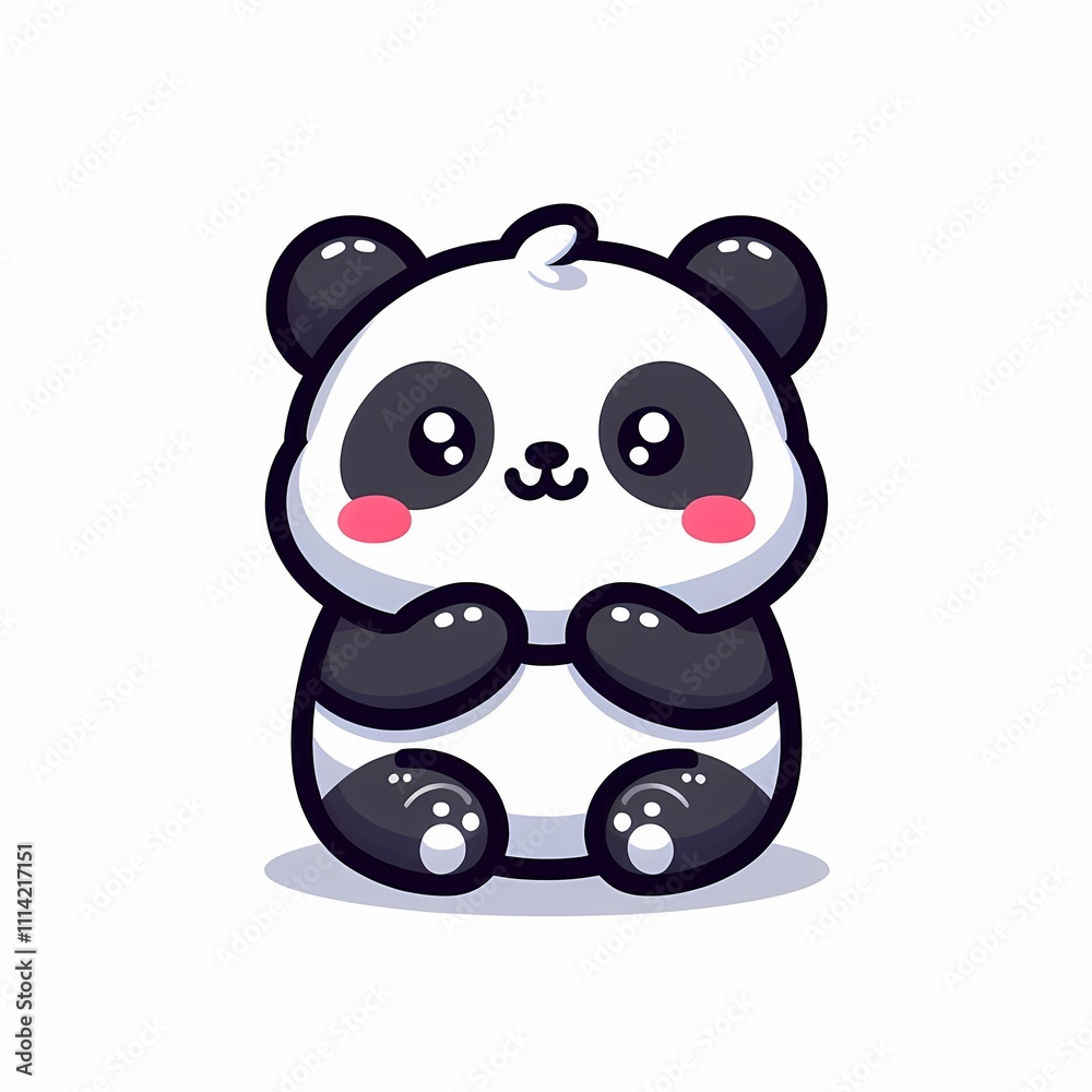 Naklejka premium Chibi Panda Illustration in Flat Style on White Background
