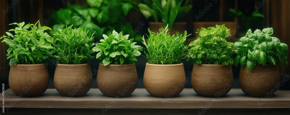 Fototapeta premium Grow Your Own Sustainable Herb Garden Compact Eco-Friendly Container Herb Setups Discover the concept of effortless homegrown herbs in sustainable, space-saving containers Perfect for apartments