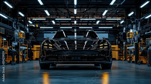 Car maintenance in modern workshop vehicle repair automotive environment industrial setting front-end disassembly concept