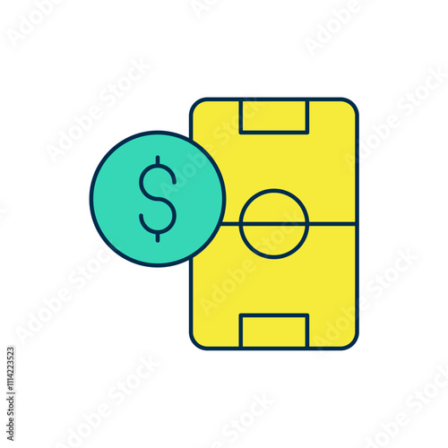 Filled outline Soccer football betting money icon isolated on white background. Football bet bookmaker. Soccer betting online make money. Vector