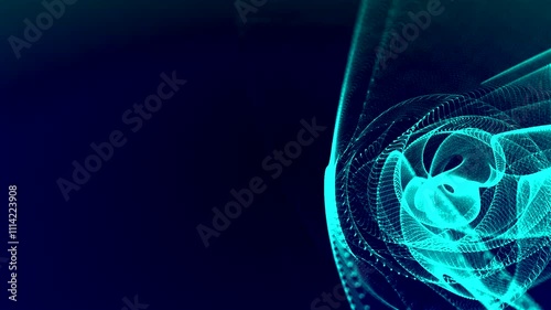 abstract background. Dark blue and glowing particle lines come to life in a mesmerizing 4K loop. 3D render