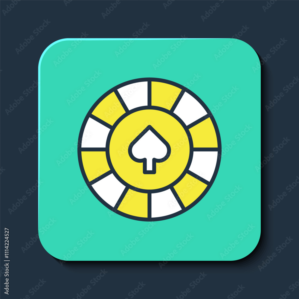 Filled outline Casino chips icon isolated on blue background. Casino gambling. Turquoise square button. Vector Filled outline Casino chips icon isolated on blue background. Casino gambling. Turquoise square button. Vector