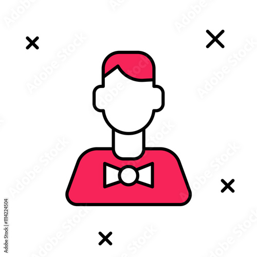 Filled outline Casino dealer icon isolated on white background. Casino croupier. Vector