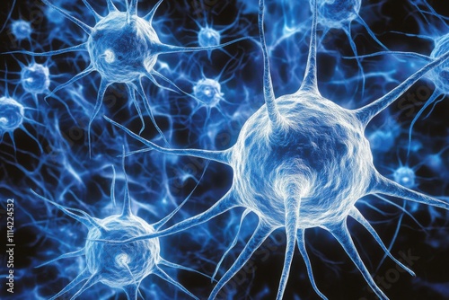 Interconnected neurons on dark background