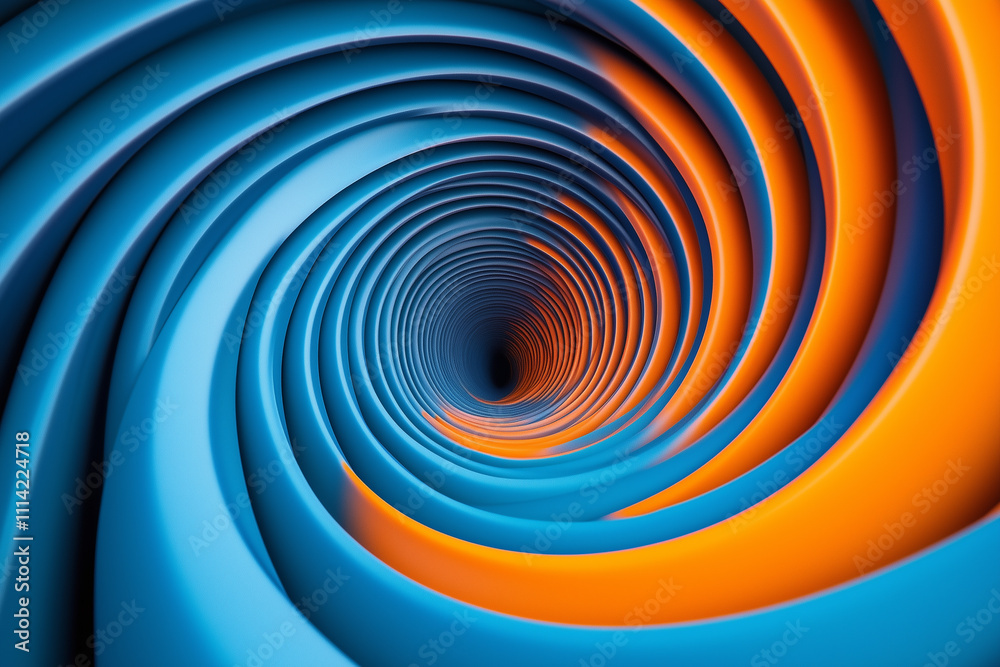 Abstract Swirling Tunnel with Vibrant Orange and Blue Hues Abstract Swirling Tunnel with Vibrant Orange and Blue Hues