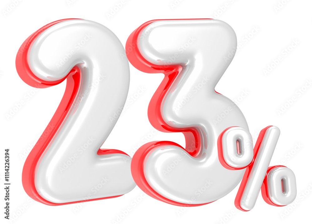 3d rendering Number 23 Percent isolated 3d rendering Number 23 Percent isolated