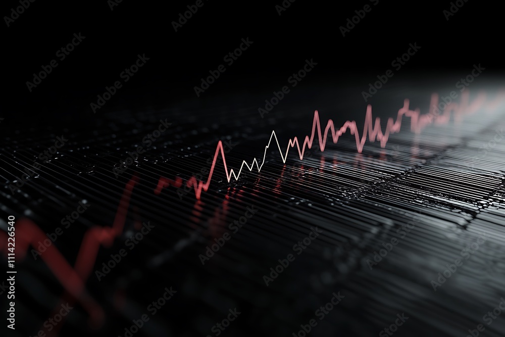 Fototapeta premium Abstract red line graph on dark background.