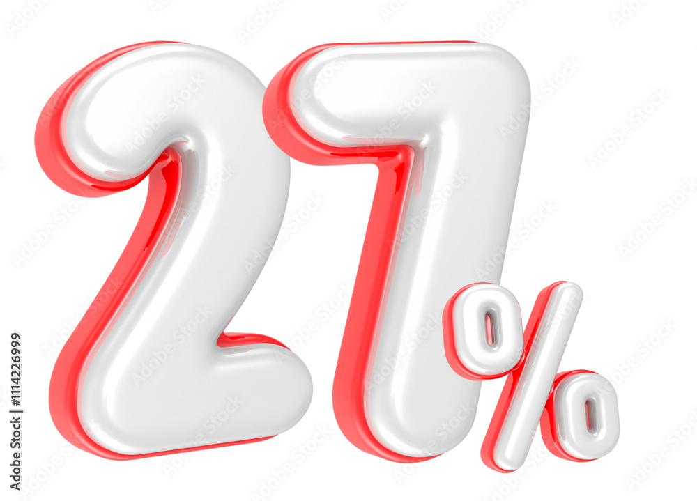 3d rendering Number 27 Percent isolated 3d rendering Number 27 Percent isolated