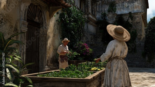 Wallpaper Mural Happy retirees embracing a balanced lifestyle in a lush garden setting celebrating senior life and community together Torontodigital.ca
