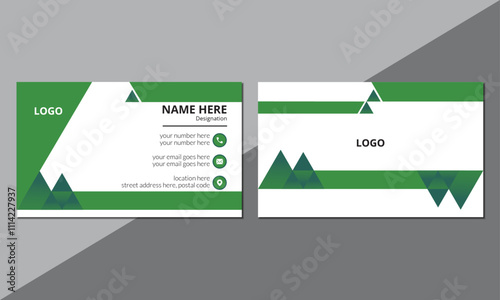 Dark moderate lime green and Very dark cyan color business card design template