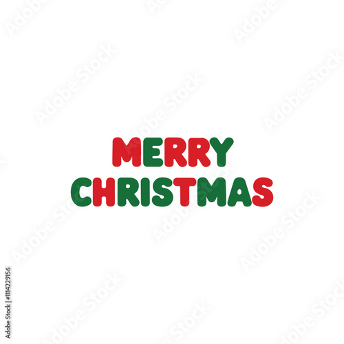 Merry Christmas lettering typography winter holiday design and color gift, snowflakes, snow, Vector illustration.