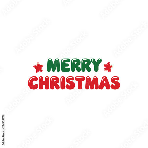 Merry Christmas lettering typography winter holiday design and color gift, snowflakes, snow, Vector illustration.