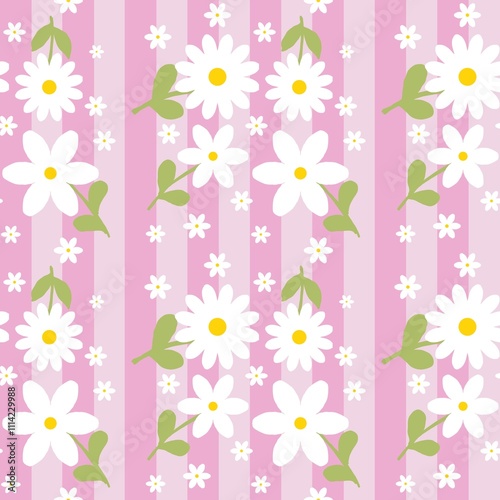 floral and leaf with pink vertical background seamless pattern
