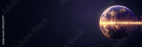 world radio day impact, an animation showing radio waves connecting continents on a globe, illustrating world radio days global impact text space on the side