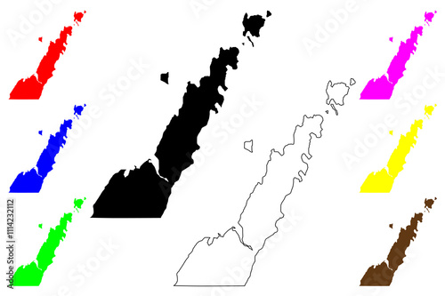 Door County, State of Wisconsin (U.S. county, United States of America, US) map vector illustration, scribble sketch map