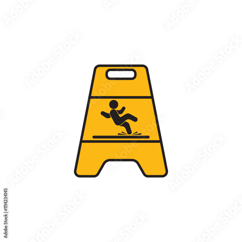 Slippery floor warning symbol icon, vector illustration design