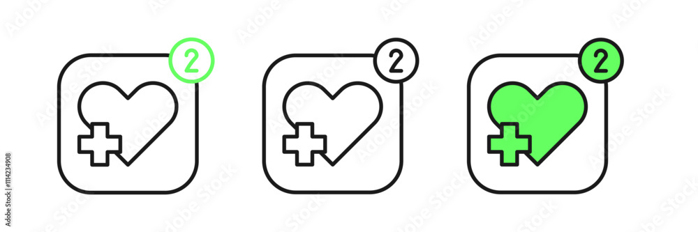 Set line Smartphone with heart rate monitor function icon isolated on white background. Vector Set line Smartphone with heart rate monitor function icon isolated on white background. Vector