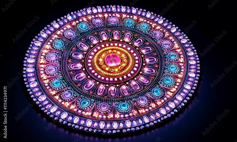 Ethereal Sacred Geometry: Dynamic Mandala Radiating Neon Violet and Mint Pulses Through Mystical Energy Fields and Geometric Forms