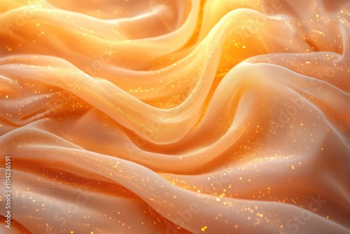 Flowing golden silk fabric textiles abstract art soft lighting close-up perspective elegance and warmth